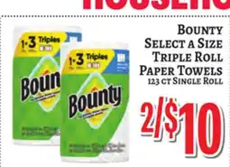 Trade Fair Supermarket BOUNTY Select a Size Triple Roll Paper Towels offer