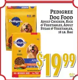 Trade Fair Supermarket PEDIGREE DOG FOOD Adult Chicken, Rice & Vegetables, Adult Steak & Vegetables offer