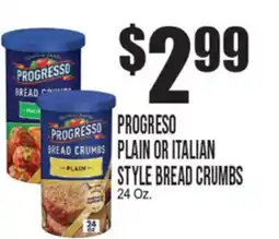 Extra Supermarket PROGRESO PLAIN OR ITALIAN STYLE BREAD CRUMBS offer