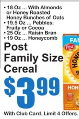 SuperFresh Post Family Size Cereal offer