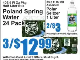 SuperFresh Poland Spring Water 24 Pack, Polar Seltzer 1 Liter offer
