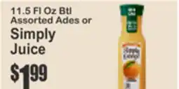 SuperFresh 11.5 FL Oz Btl Assorted Ades or Simply Juice offer