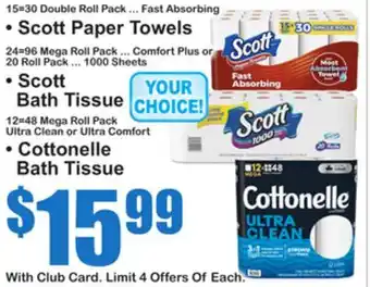 SuperFresh • Scott Paper Towels • Scott Bath Tissue • Cottonelle Bath Tissue offer