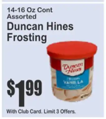 SuperFresh 14-16 Oz Cont Assorted Duncan Hines Frosting offer