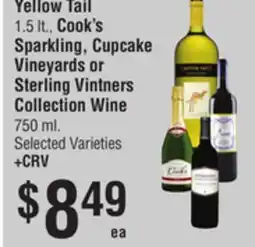 Smart & Final Yellow Tail 1.5 lt., Cook's Sparkling, Cupcake Vineyards or Sterling Vintners Collection Wine 750 ml offer
