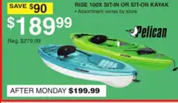 Dunham's Sports PELICAN RISE 100X SIT-IN OR SIT-ON KAYAK offer
