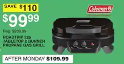 Dunham's Sports COLEMAN ROADTRIP 225 TABLETOP 2 BURNER PROPANE GAS GRILL offer