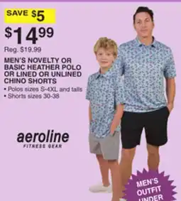 Dunham's Sports MEN'S NOVELTY OR BASIC HEATHER POLO OR LINED OR UNLINED CHINO SHORTS offer