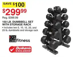 Dunham's Sports 150 LB. DUMBBELL SET WITH STORAGE RACK offer