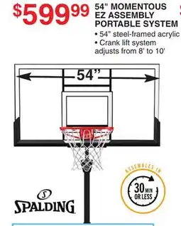 Dunham's Sports 54 MOMENTOUS EZ ASSEMBLY PORTABLE SYSTEM offer
