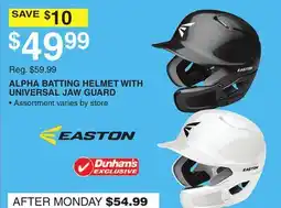 Dunham's Sports EASTON ALPHA BATTING HELMET WITH UNIVERSAL JAW GUARD offer