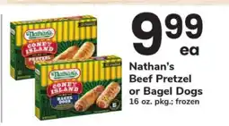 Safeway Nathan’s Beef Pretzel or Bagel Dogs offer