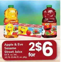 Safeway Apple & Eve Sesame Street Juice offer