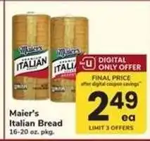 Safeway Maier's Italian Bread offer