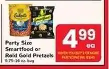 Safeway Party Size Smartfood or Rold Gold Pretzels offer