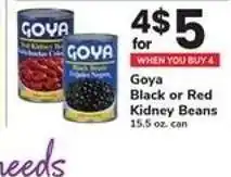 Safeway Goya Black or Red Kidney Beans offer