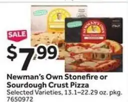 Stop&Shop Newman's Own Stonefire or Sourdough Crust Pizza offer