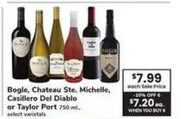 Safeway Bogle, Chateau Ste Michelle, Casillero Del Diablo or Taylor Port offer