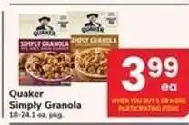 Safeway Quaker Simply Granola offer