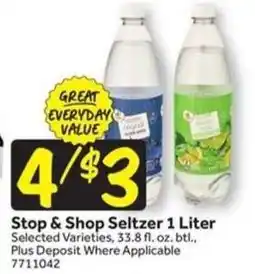 Stop&Shop Stop & Shop Seltzer 1 Liter offer