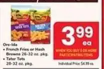 Safeway Ore-Ida French Fries or Hash Browns offer