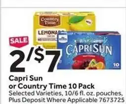 Stop&Shop Capri Sun or Country Time 10 Pack offer