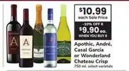 Safeway Apothic, André, Casal Garcia or Wonderland Chateau Crisp offer