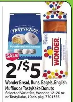Stop&Shop Wonder Bread, Buns, Bagels, English Muffins or TastyKake Donuts offer