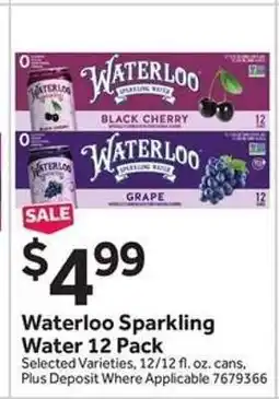 Stop&Shop Waterloo Sparkling Water 12 Pack offer