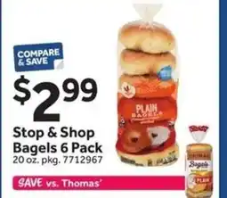 Stop&Shop Stop & Shop Bagels 6 Pack offer