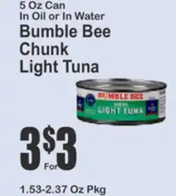Key Food Bumble Bee Chunk Light Tuna offer