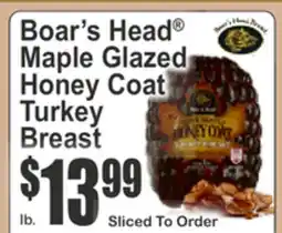 Key Food Boar's Head Maple Glazed Honey Coat Turkey Breast offer