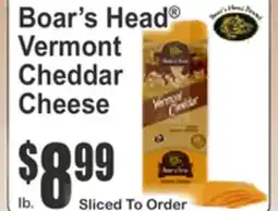 Key Food Boar's Head Vermont Cheddar Cheese offer