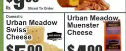 Key Food Domestic Urban Meadow Swiss Cheese, Urban Meadow Muenster Cheese offer