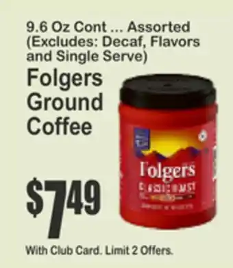 Key Food Folgers Ground Coffee offer