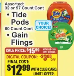 Key Food Tide Pods, Gain Flings offer