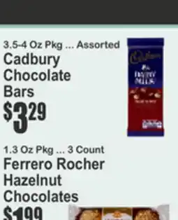 Key Food 3.5-4 Oz Pkg ... Assorted Cadbury Chocolate Bars offer