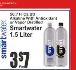 Key Food Smartwater 50.7 Fl Oz Btl Alkaline With Antioxidant or Vapor Distilled offer