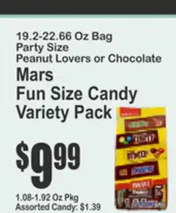 Key Food 19.2-22.66 Oz Bag Party Size Peanut Lovers or Chocolate Mars Fun Size Candy Variety Pack offer