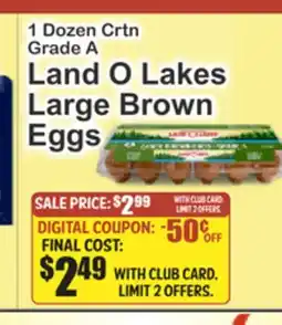 Key Food 1 Dozen Crtn Grade A Land O Lakes Large Brown Eggs offer
