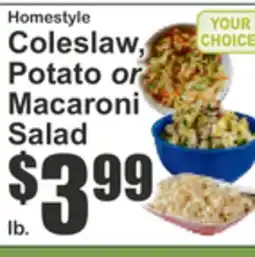 Key Food Homestyle Coleslaw, Potato or Macaroni Salad offer