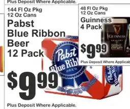 Key Food Pabst Blue Ribbon Beer 12 Pack, Guinness 4 Pack offer