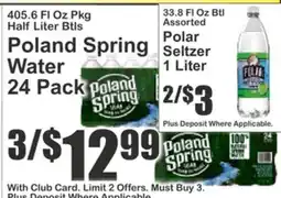 Almonte's Food Dynasty Marketplace Poland Spring Water 24 Pack, Polar Seltzer 1 Liter offer