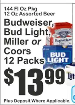 Almonte's Food Dynasty Marketplace Budweiser, Bud Light, Miller or Coors 12 Packs offer