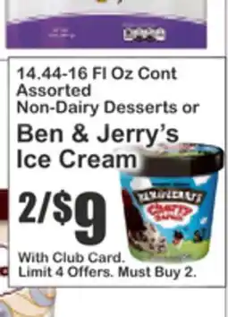 Food Universe 14.44-16 FL Oz Cont Assorted Non-Dairy Desserts or Ben & Jerry's Ice Cream offer
