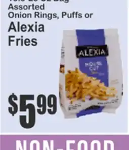 Food Universe Assorted Onion Rings, Puffs or Alexia Fries offer