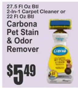 Food Universe 27.5 Fl Oz Btl 2-In-1 Carpet Cleaner or 22 Fl Oz Btl Carbona Pet Stain & Odor Remover offer