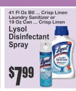 Food Universe 41 Fl Oz Btl ... Crisp Linen Laundry Sanitizer or 19 Oz Can ... Crisp Linen Lysol Disinfectant Spray offer