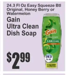 Food Universe 24.3 Fl Oz Easy Squeeze Btl Original, Honey Berry or Watermelon Gain Ultra Clean Dish Soap offer