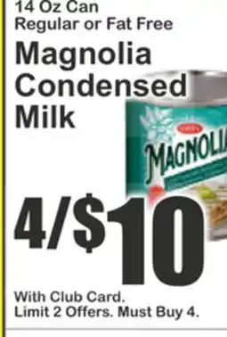 Food Universe 14 Oz Can Regular or Fat Free Magnolia Condensed Milk offer